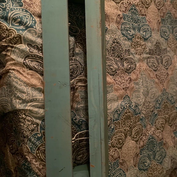 Antiqued Refinished Shelf with Hooks - Picture 7 of 11